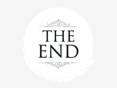 Vector drawing of the text 'The End' in a classic ornate font within a circular frame, perfect for closing credits or concluding a presentation