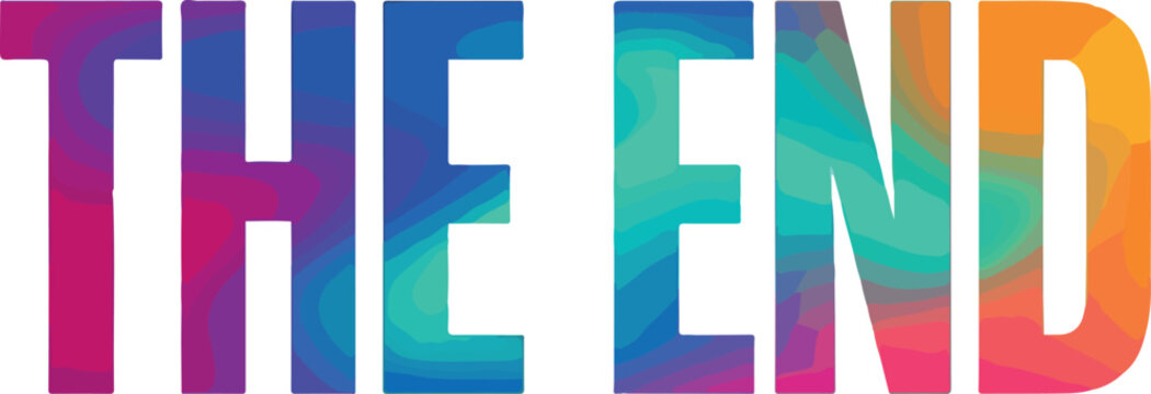 The End - vibrant gradient vector drawing perfect for movie endings and presentations