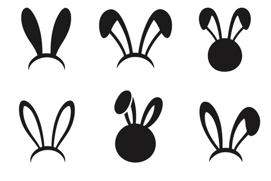  Bunny Ear Silhouette Vector Illustration