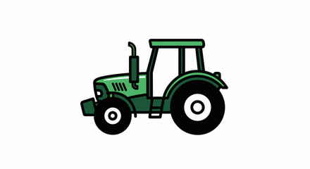 Obraz premium Green tractor illustration isolated on white background for agriculture theme