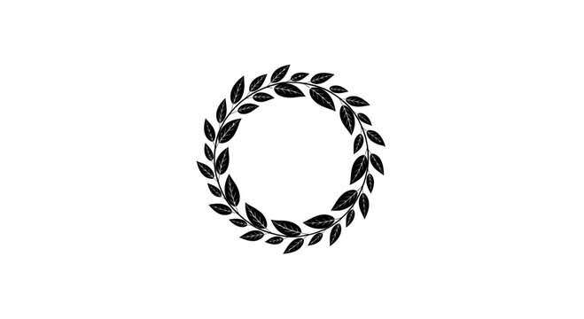 Laurel wreath circular leaf design symbol.