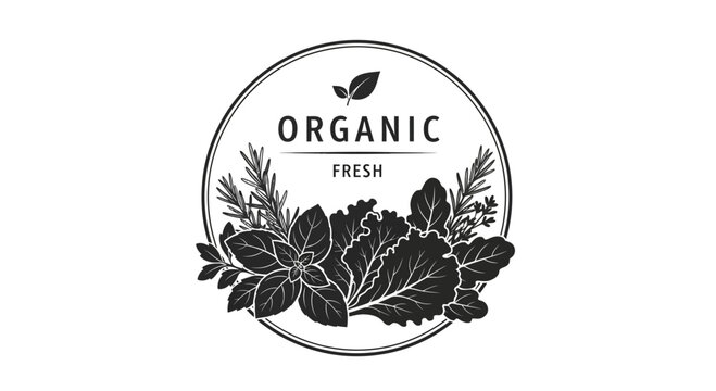 Organic fresh leafy green vegetable logo.