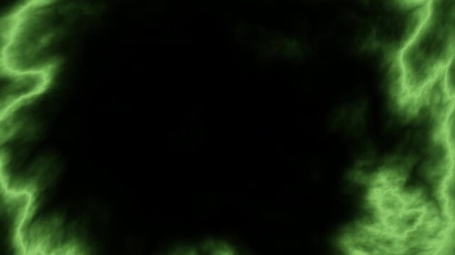 Abstract green smoke and glowing fog swirls around a dark center, creating a dramatic atmospheric background for sci fi, horror, energy, or mystery concepts