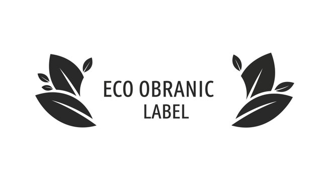 Eco organic label logo design element.