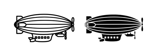 Vintage Steampunk Zeppelin Airship Vector Icons © Arif