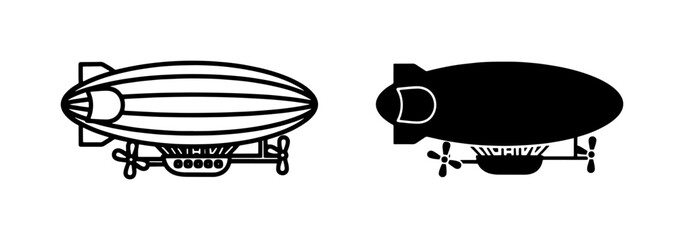 Vintage Steampunk Airship Blimp Icon Set © Arif