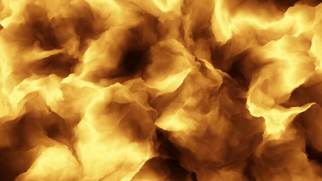 Dynamic abstract footage of glowing golden smoke clouds and fiery haze forming a dramatic background texture, ideal for overlays, transitions, and motion design