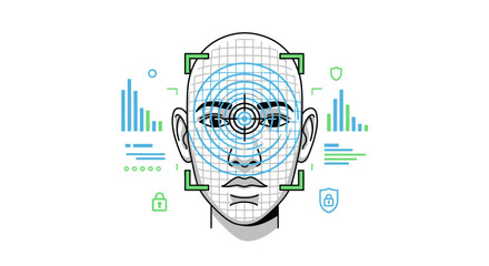 Digital face scanning for biometric identification and security verification © siron
