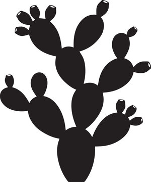 Mexican Prickly Pear Cactus Nopal Plant Silhouettes