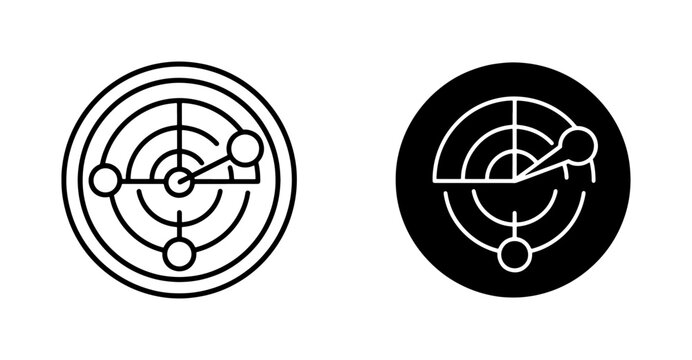 Radar screen line icons for navigation and sonar detection