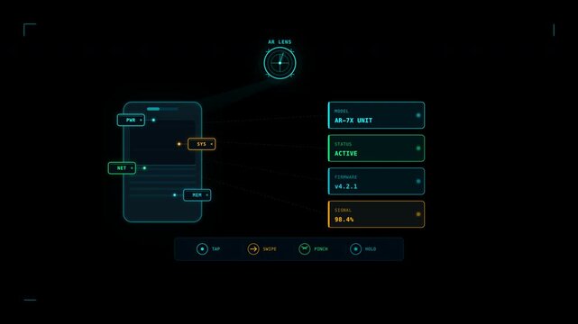 Futuristic hud with data readouts suitable for scifi, technology, and futuristic concepts in presentations, websites, and design projects.