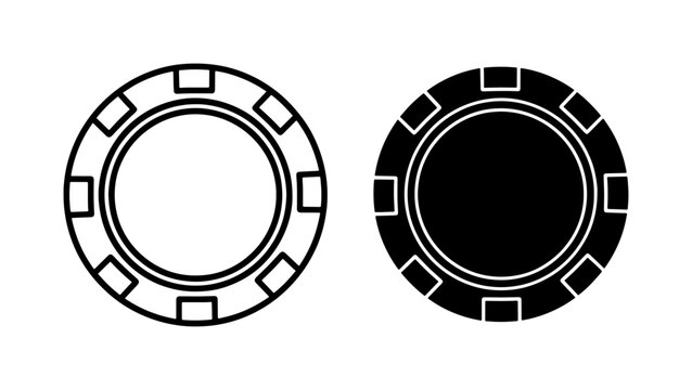 Casino Chips, Gambling Tokens, Round Game Pieces, Vector Icons for Betting and Luck