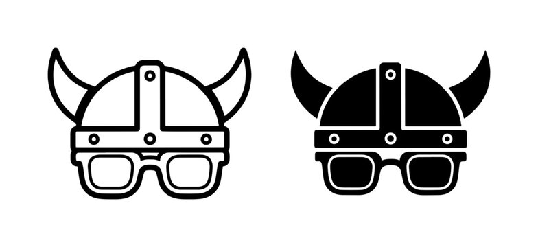 Viking Helmet with Sunglasses Icon Set