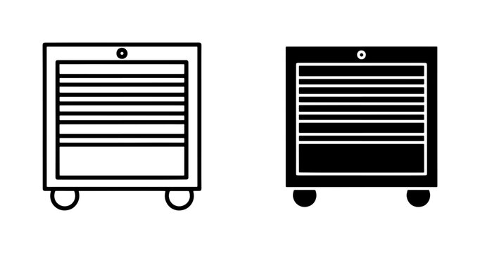 Rolling Tool Chest Icon Set for Garage Workshop Storage