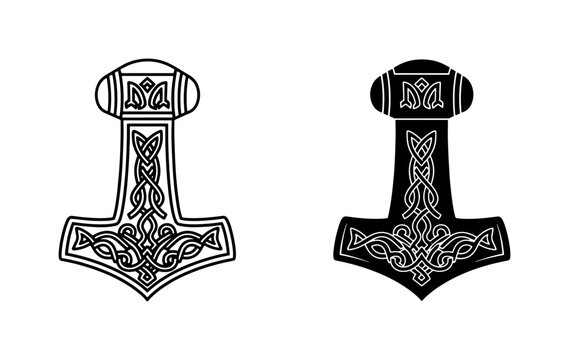 Mjolnir Thor Hammer Viking Celtic Knotwork Vector