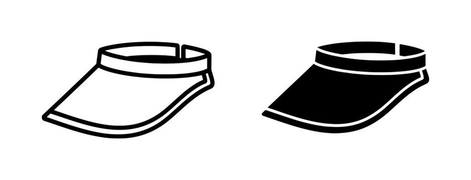 Sun visor hat icon set in outline and solid style