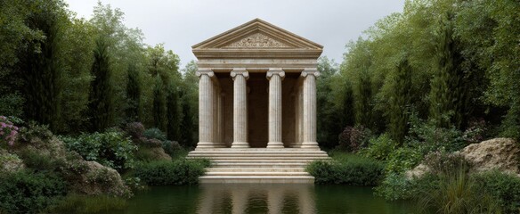 Naklejka premium charming secluded roman-style sanctuary crafted from light beige rock