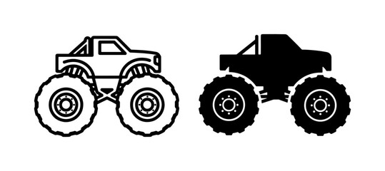 Monster Truck Outline and Silhouette Vector Icons © Zihad