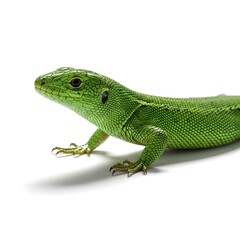 Fototapeta premium green lizard on a white background