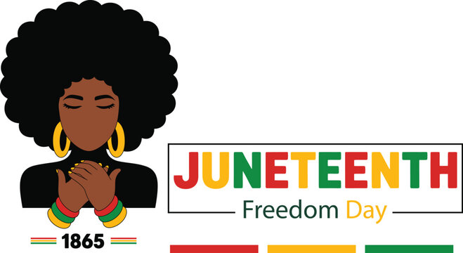 Juneteenth Freedom Day 1865 Afro Woman Vector Illustration Black History Celebration Design