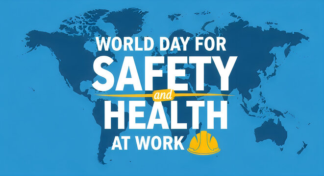 World day for safety and health at work with city skyline background