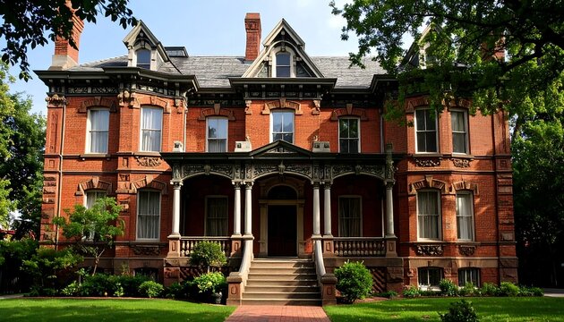 Red Brick Mansion Facade.