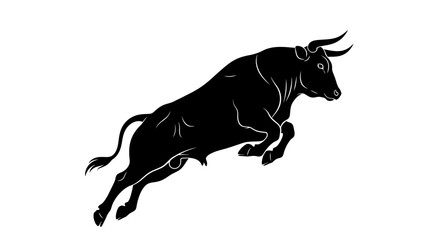 Fototapeta premium Eid ul Adha Black bull, running bull, jumping animal, dynamic icon, minimalist design isolated on White Background vector