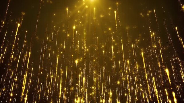 Golden lights falling down in a mesmerizing display of natural beauty and technology