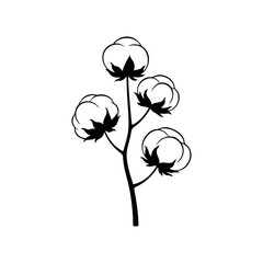 Cotton branch silhouette icon vector flat illustration design. © Techzaka