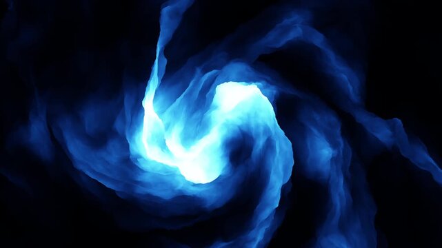 Abstract blue smoke or ink-like vapor swirls and drifts across a black background, creating a moody atmospheric backdrop for titles, transitions, and overlays