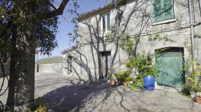 A street among old buildings in Miranda, a village in Molise, Italy..