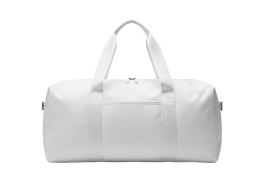 Clean white duffle bag on transparent background.