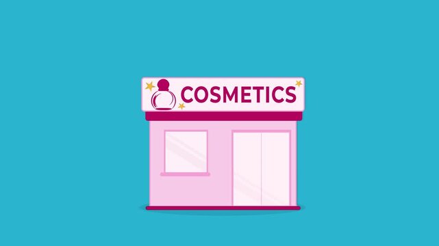 Cosmetics store building with beauty sign. Makeup shop exterior