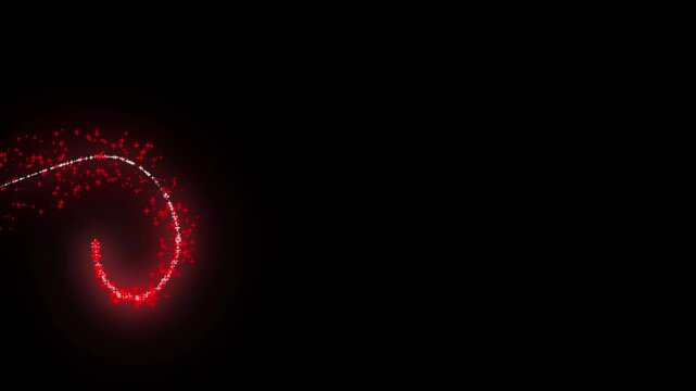 Rad magical fairy dust glitter trail with bright twinkling stars, elegant shimmer particles, rad curved sparkle line path animation and smooth fantasy motion effect on chroma key black screen 4k.