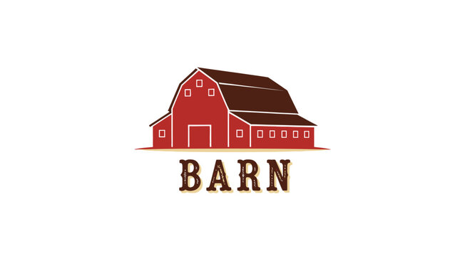 Rustic Red Barn Illustration with Vintage Charm.
