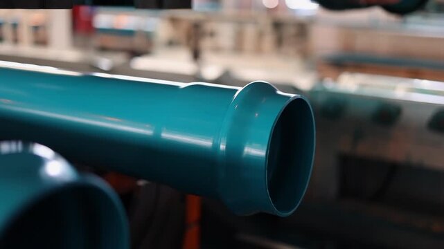 Bell gasket end of blue heavy duty PVC pipe used for water transport