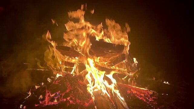 Very large fire burning in the forest of Tennessee during the beginning of winter solstice in 2024.