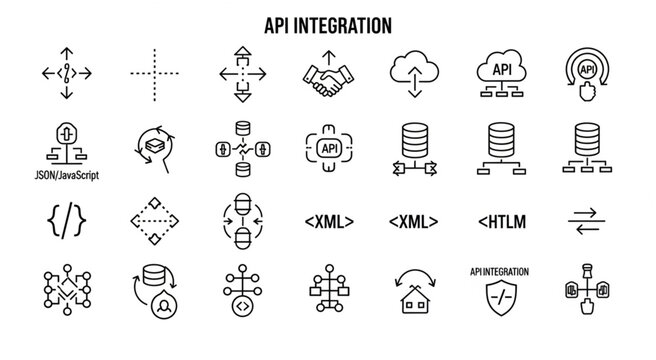 API Integration Icons - A Comprehensive Collection for Digital Connectivity.