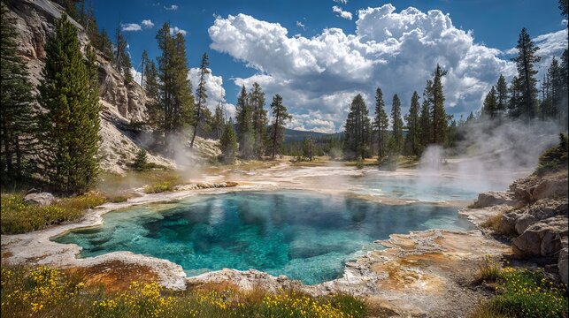 Hot springs in Yellowstone NP offer amazing sights.