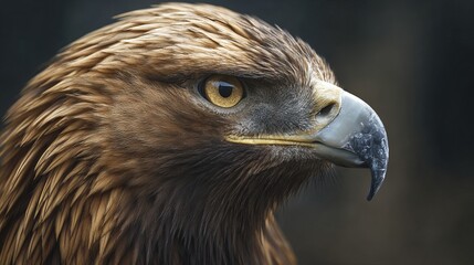 Obraz premium Golden eagle, close up, perches proudly.