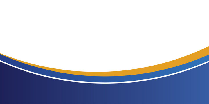 Abstract modern blue and gold wavy background. Corporate curved shapes on white background for business presentation, certificate, or header design.