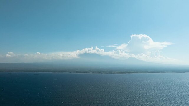 Aerial Timelapse of Mount Ijen Volcano and Bali Strait in East Java Indonesia landscape