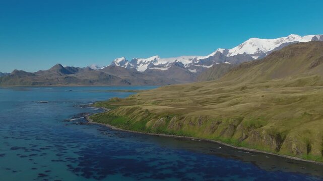 Drone video of Grytviken. A whaling station and the largest settlement on the sub-Antarctic island of South Georgia in the South Atlantic.