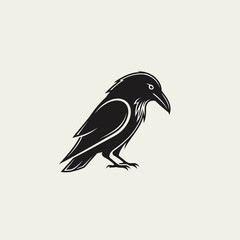 Obraz premium Stylized Silhouette of a Black Raven Bird.
