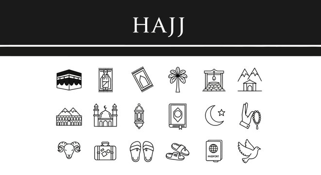 Hajj Pilgrimage Icons A Visual Representation of Islamic Tradition and Faith