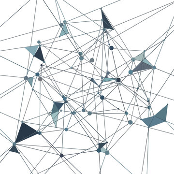 Triangles connected by lines network.