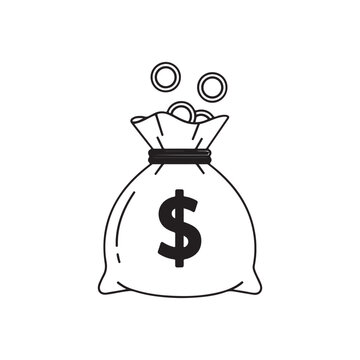 Simple money bag outline vector flat illustration design