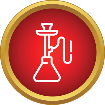 Hookah water pipe shisha icon for web and mobile ui on red button