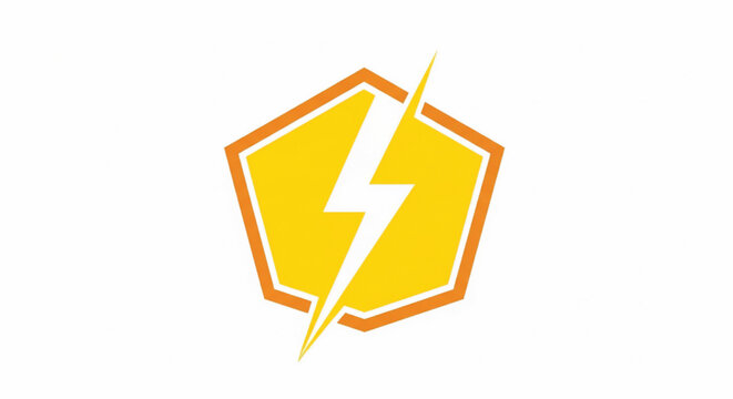 Lightning bolt icon with yellow center and orange outline, stylized energy symbol on white background