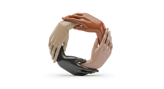Diverse hands forming a circle in unity and connection with diversity connection togetherness